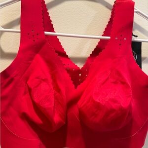 Vibrant Red Women's Lace Trim Bra